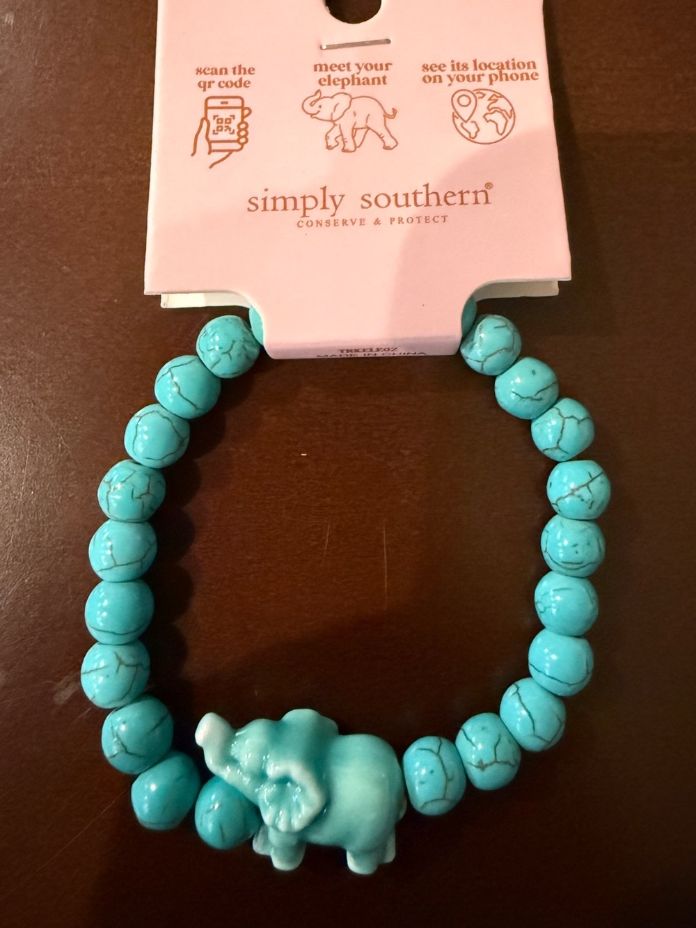 Simply Southern Turquoise Elephant Bead Tracking Bracelet
